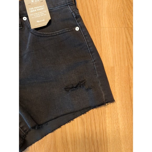 Madewell Shorts Womens 29 Black The Perfect Jean Denim Distressed High Rise - Picture 4 of 12